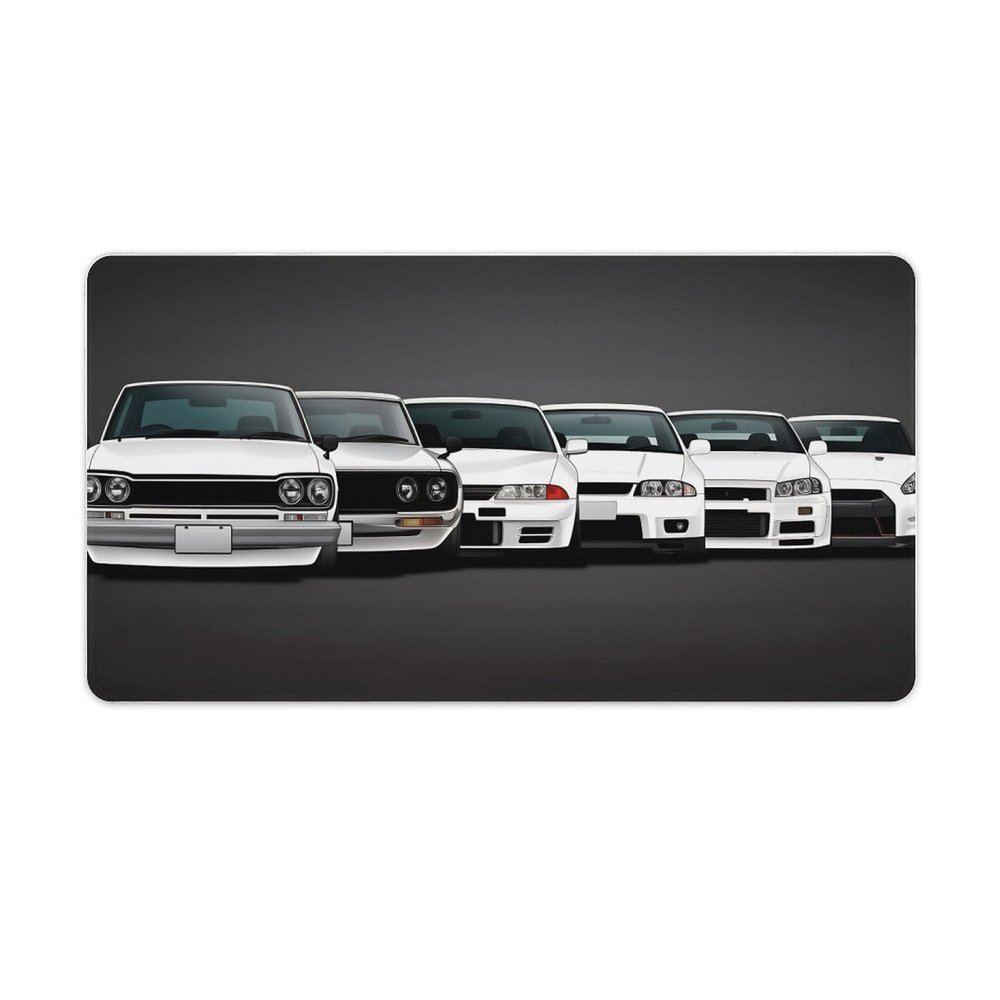 Vintage White Car Gaming Mouse Pad 16"x30" with Stitched Edges Extended Mousepad Non-Slip Base Water Resist Keyboard Pad for Gamer Office Home