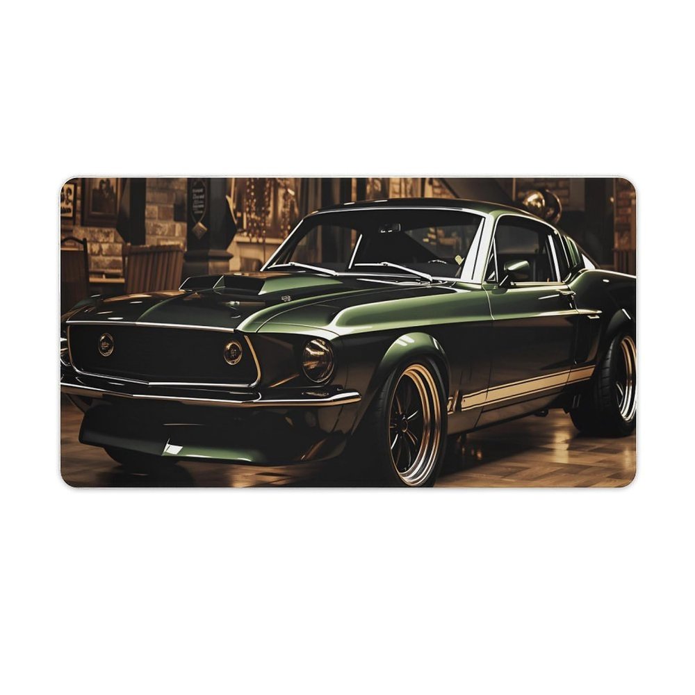 Vintage Classic Car Gaming Mouse Pad 16"x30" with Stitched Edges Extended Mousepad Non-Slip Base Water Resist Keyboard Pad for Gamer Office Home