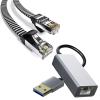 Cyberguys! 2 Pack Cat8 Ethernet Cable 6FT Flat Braided High-Speed 40Gbps and USB 3.0 to RJ45 Ethernet Adapter view 1