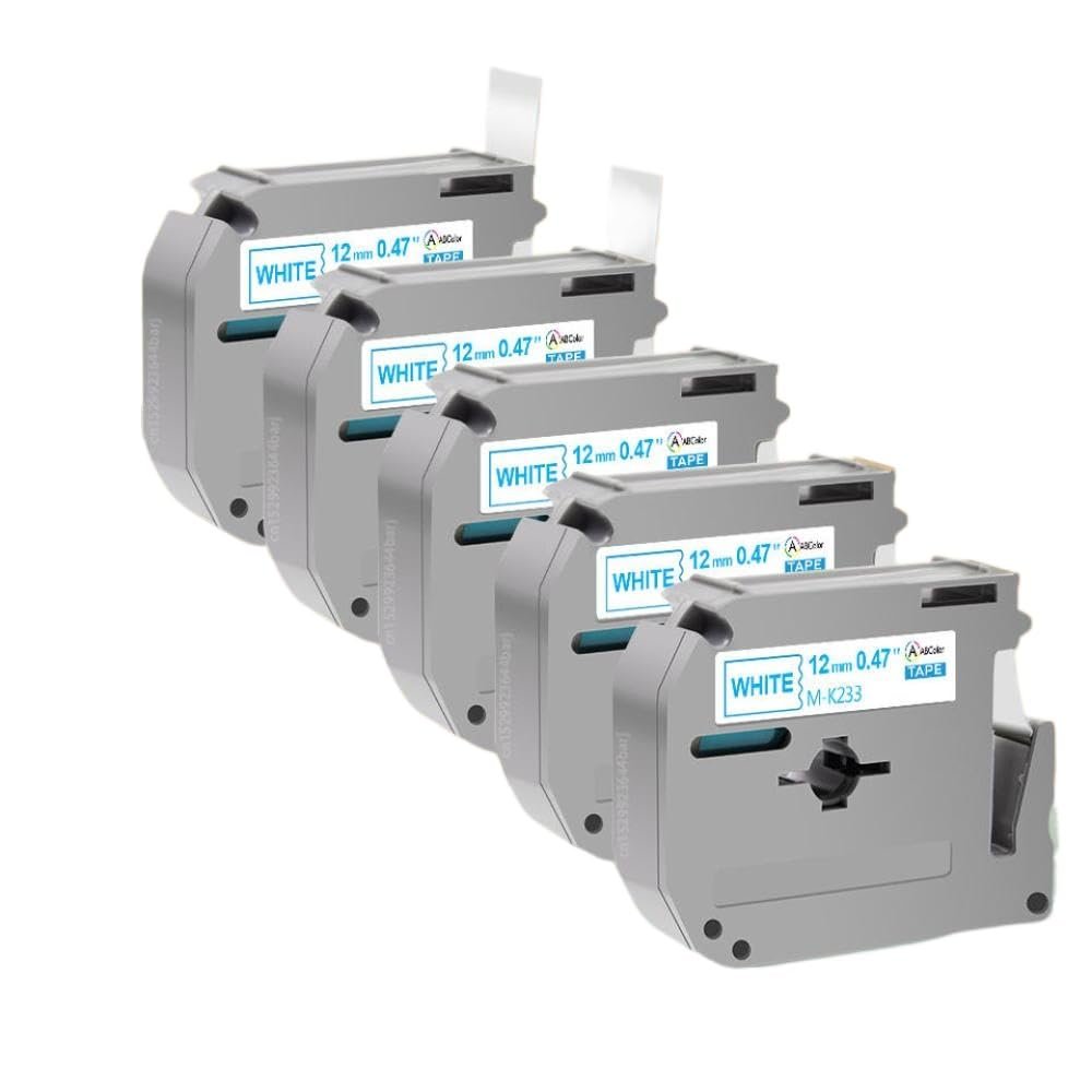 5PK MK231 M-K231 Compatible with MK Label Tape MK-231 MK-221 9 12mm Label Cartridge for Part Number PT70 PT80 Label Maker(5PK Blue on White)