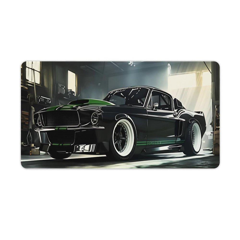 Vintage Car Gaming Mouse Pad 16"x30" with Stitched Edges Extended Mousepad Non-Slip Base Water Resist Keyboard Pad for Gamer Office Home