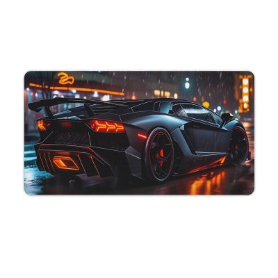 Sports Car Gaming Mouse Pad 16"x30" with Stitched Edges Extended Mousepad Non-Slip Base Water Resist Keyboard Pad for Gamer Office Home