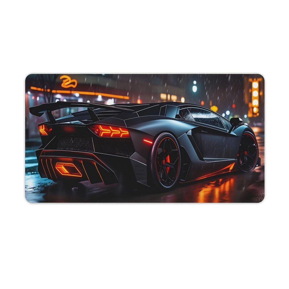 Sports Car Gaming Mouse Pad 16"x30" with Stitched Edges Extended Mousepad Non-Slip Base Water Resist Keyboard Pad for Gamer Office Home