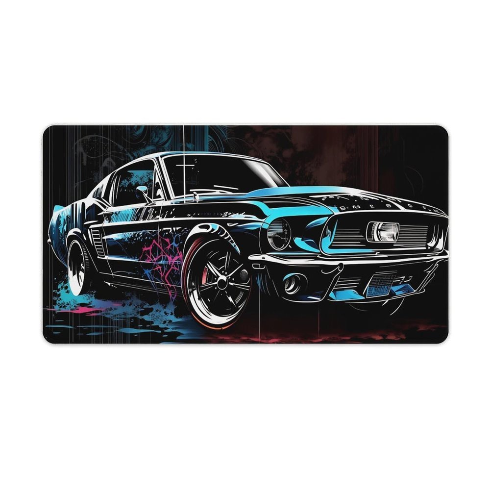 Vibrant Sports Car Gaming Mouse Pad 16"x30" with Stitched Edges Extended Mousepad Non-Slip Base Water Resist Keyboard Pad for Gamer Office Home
