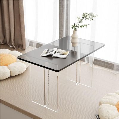 Acrylic Floor Desk, Low Table for Sitting on The Floor, Small Kotatsu Table, Modern and Simple Tea Table, Laptop Tray Desk for Couch, Bed and Floor(Black,60cm-23.6in)