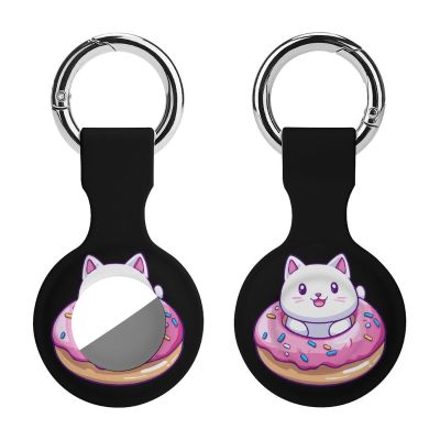 Cute Cat Donut Protective Case Compatible for AirTag Silicone Tagholder Tracker Cover for Pets Keys