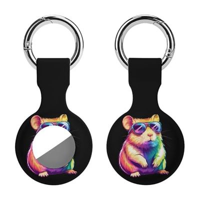 Colorful Hamster Glasses Protective Case Compatible for AirTag Silicone Tagholder Tracker Cover for Pets Keys