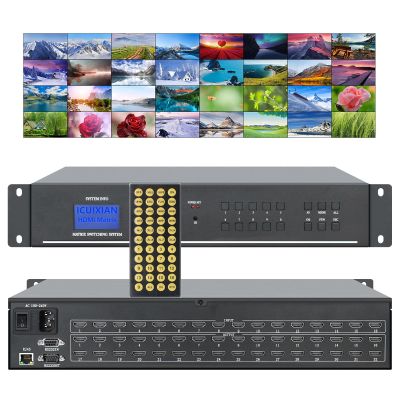 16x32 HDMI Matrix Switch 4K@30Hz with Web GUI w/Rs232-LAN Port Control, Rackmount HDMI Matrix 16x32 Support EDID, HDCP, Backlit Button, LED Screen displays (16 Input 32 Output Matrix)