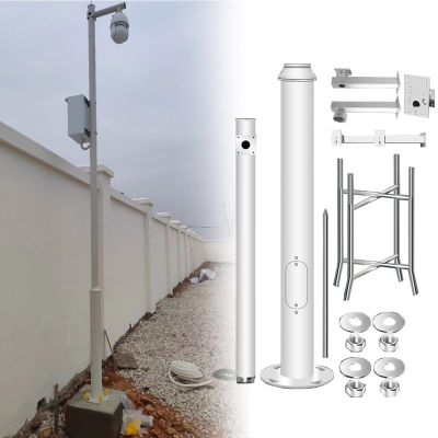 6.5 8.2 9.8 11.4 13.1 14.7 16.4 18 19.6 Feet Tall Streetlight Post, Surveillance Camera Outdoor Stand Security Cameras Pole and Bracket, Complete Kit(18ft (3 Sections) H)