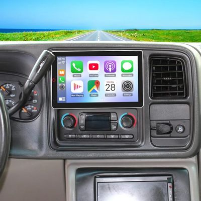 4G+64G Android 15 Car Stereo Upgrade Radio for 2003-2006 GMC Sierra Double Din Head Unit Rotated 10 inch Touch Screen w/Wireless Carplay Android Auto GPS Bluetooth WiFi FM RDS DSP Backup Camera