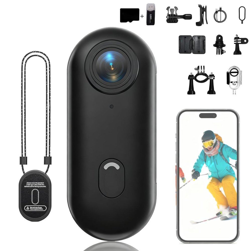 POV Camera 4K, Thumb Action Camera, Mini Wearable Body Cam with 64/128/256GB Storage, 170 Ultra-Wide Lens, 360-Min Recording, Waterproof 30M for Cycling, Vlogging & Outdoor Sports (Black-4K,64G)