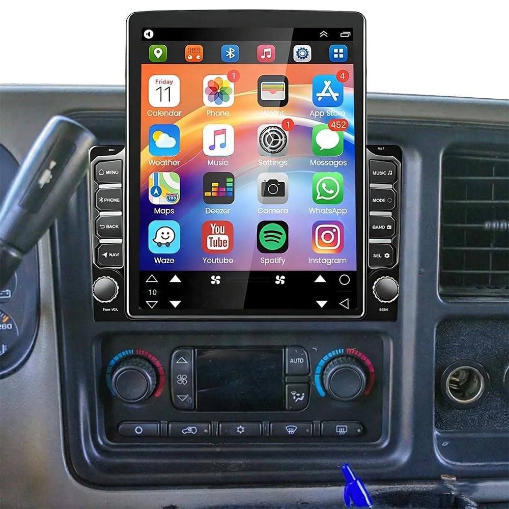 2+64G Double Din Car Stereo for Chevy Avalanche 2003-2006 with Backup Camera 9.7 inch Touch Screen Radio for Avalanche 2003 2004 2005 2006 Head Unit with Wireless Carplay Bluetooth GPS Navi FM/RDS