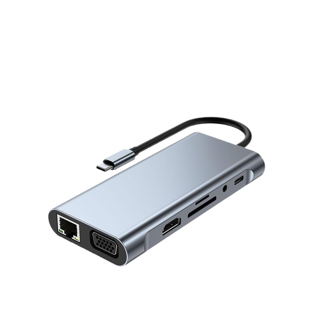 11-in-1 USB C Docking Station HUB TY>pe to HDMI 4K 3.0 5Gbps Transmission Splitter Adapter for(11-in-1 HDMI 100Mbps)