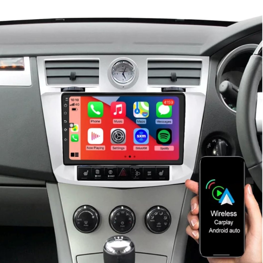 10 Inch Touch Screen Car Stereo with Carplay & Android Auto for Jeep Wrangler Unlimited 2007-2017 Support Bluetooth FM/GPS/AHD Backup Camera 2+64G