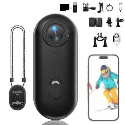 POV Camera 4K, Thumb Action Camera, Mini Wearable Body Cam with 64/128/256GB Storage, 170 Ultra-Wide Lens, 360-Min Recording, Waterproof 30M for Cycling, Vlogging & Outdoor Sports (Black-4K,256G)