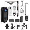 4K Winter Sports Action Camera, Ski & Snowboard Helmet Camera, Wearable Hands-Free Camera for Snowboarding, Skiing, Ice Skating & Adventures, Complete Kit with 64/128/256GB (Black-4K,128G) view 1