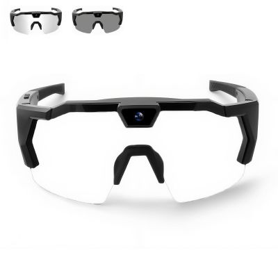 4K Baseball Glasses with Camera, POV Action Video Recording Sunglasses (Transparent,128GB)