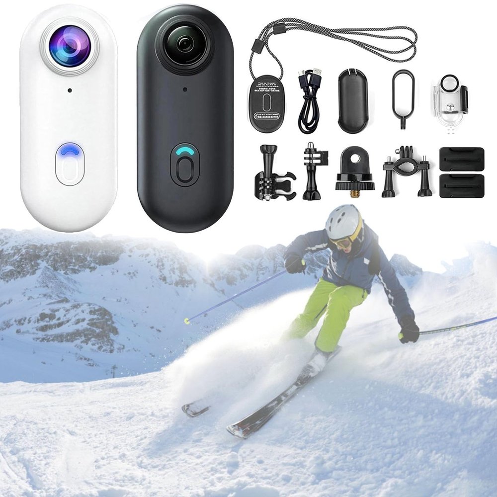 4K POV Camera for Winter Sports, Ski & Snowboard Action Cam with Smooth Stabilization, 170 Wide Angle, Wearable Hands-Free Video Recorder for Snowboarding, Skiing, Ice Skating (256G,Mix-4K)