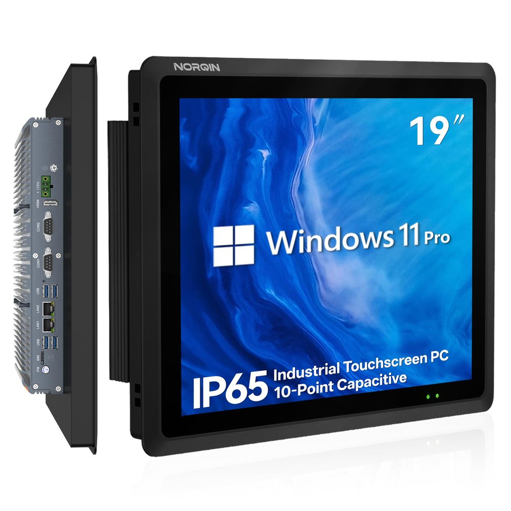 NORQIN 19" Fanless Industrial Panel PC,IP65 All-in-One Embedded Computer