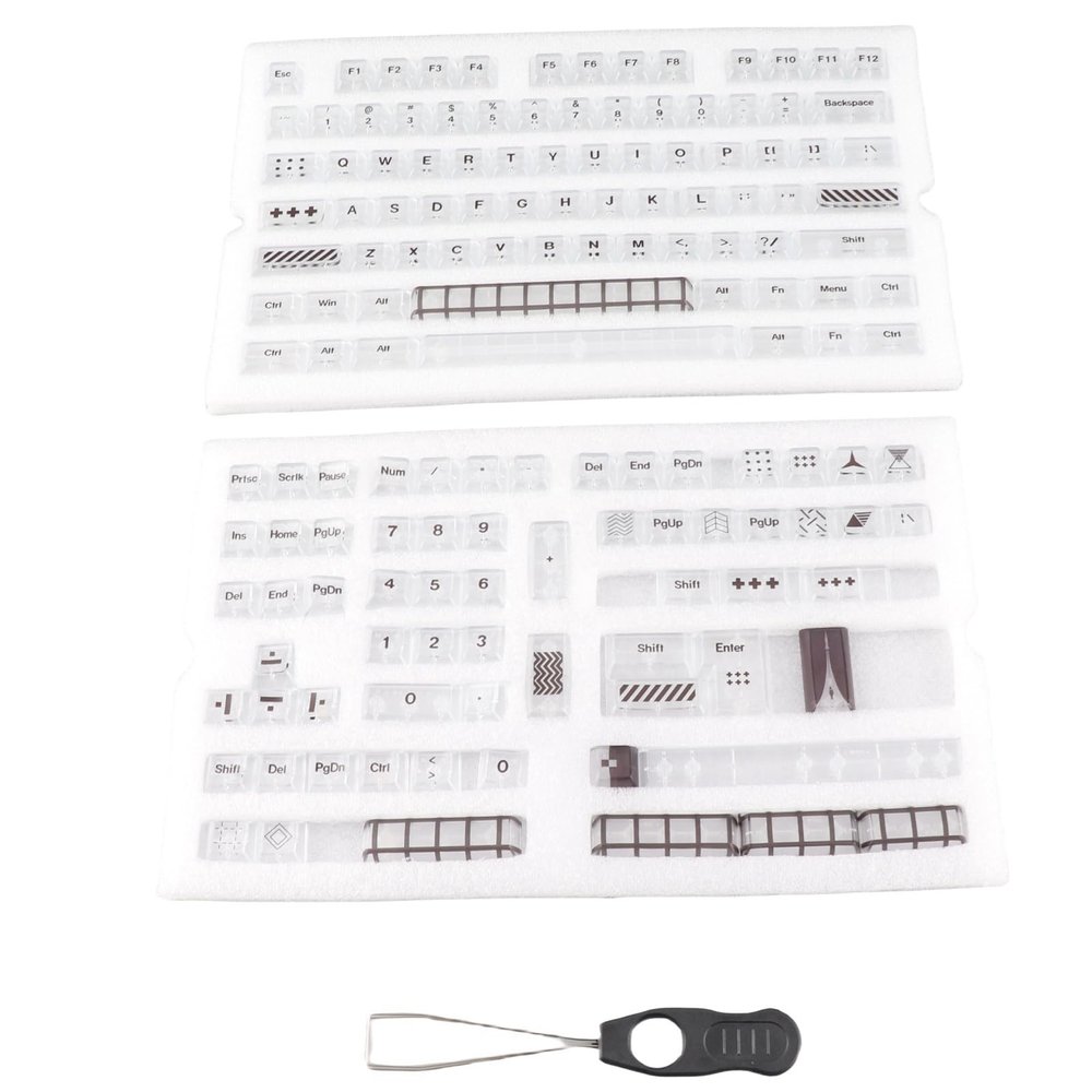 145 Keys Clear Keycaps for Cherry Height, KCA Transparent Keycaps Set, Universal Mechanical Keyboard Keycaps with Key Puller, ABS Material for DIY Customization on 60% to Full Size