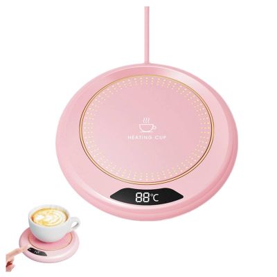 Coffee Cup Warmer, 55c/65c/75C 3-Temp Settings Coffee Mug Warmer for Desk, Fit Tea, Cocoa, Milk, 3.15inch Small USB Electric Beverage Coffeeheater Winter Gifts for Women Men Christmas (Pink)