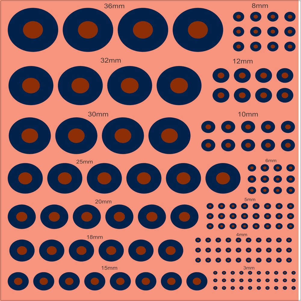 RAF Type B Roundel Decals  UK Royal Air Force  Waterslide & Multi-Scale