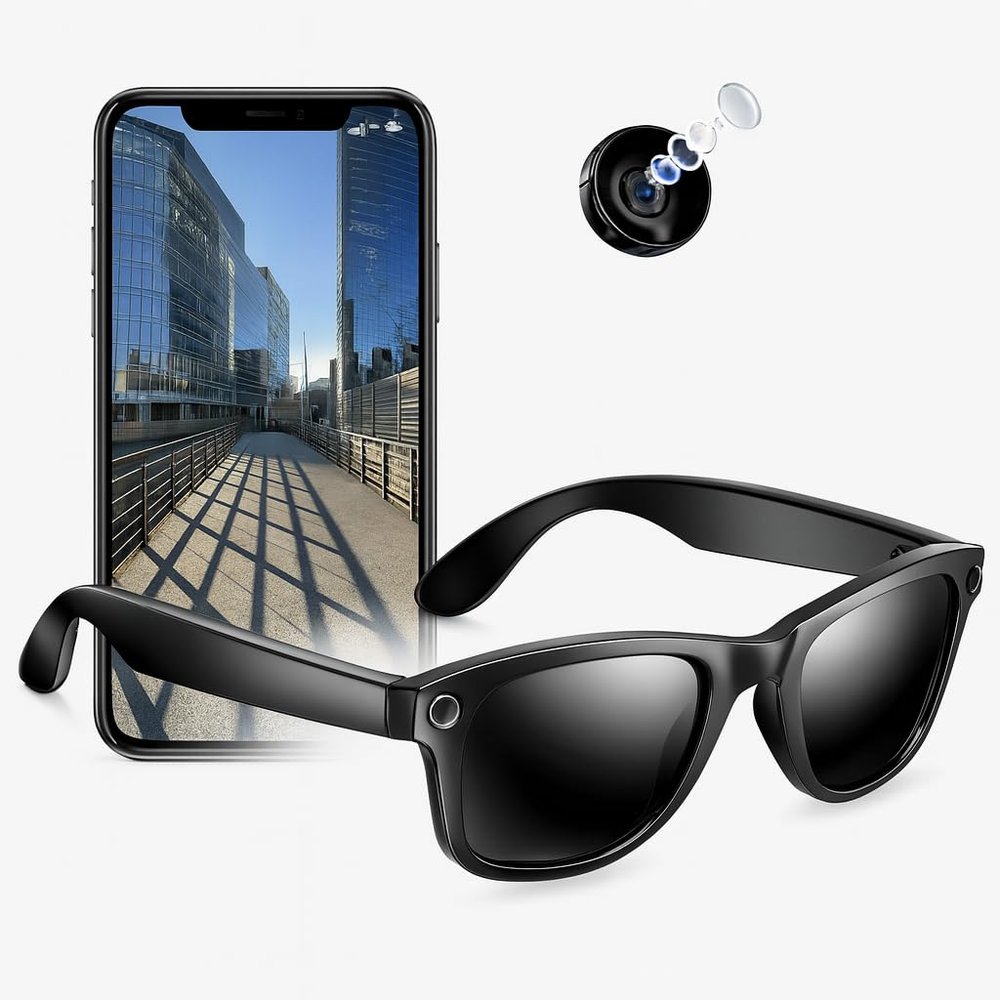 HD 8MP Smart Camera Glasses with AI-Enhanced 32MP Photo, Ultra-Clear Video Recording, WiFi Transfer, Lightweight TR90 Frame, IP65 All-Weather Design