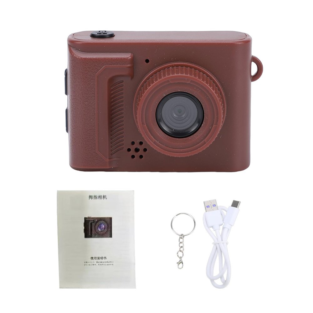 Bewinner Mini Keychain Digital Camera, 1080P Small Portable Photo Video Camera 1.54 Inch Screen, Digital Tiny Cameras for Friends, Travel & Campus Life (Brown)