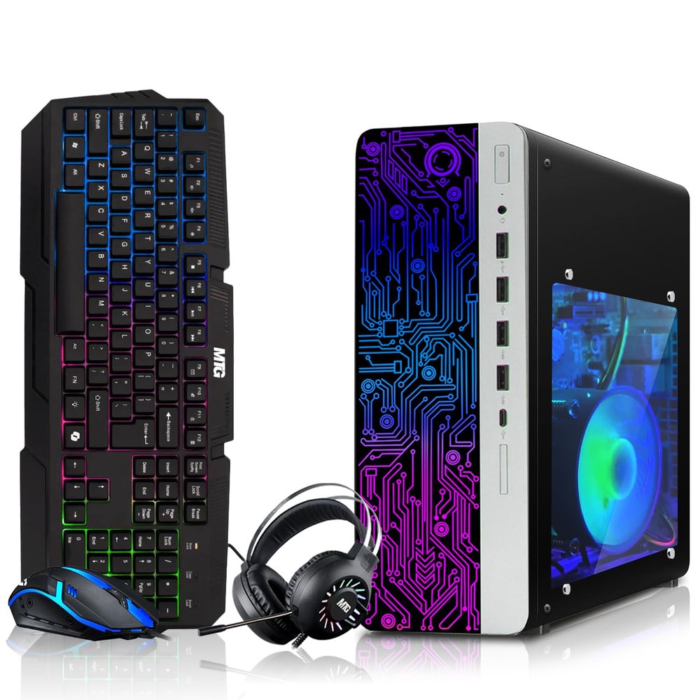 HP Gaming PC Desktop Computer  AMD Pro A10-9700,RX 550 Graphics,8GB RAM,256GB SSD,RGB Keyboard with AI Copilot,Mouse,WiFi,RGB Headphone,Windows 11(Renewed)