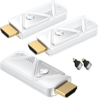 Wireless HDMI Transmitter and 2 Receivers 382FT/100M, 2.4G+5G, Plug & Play, Wireless HDMI Supports 4K Decode & 1080P Full HD Output, Streams from STB, PC, DVD, CCTV to TV, Monitor, Projector