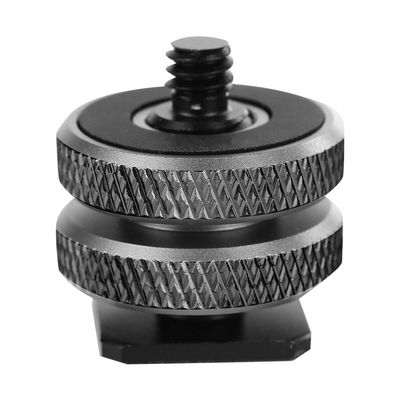 Microphone Mount Screw to Flash Hot Shoe Adapter, 3 / 8 to 1 / 4 Inches, Aluminum Alloy, Black - Easy Installation, Durable CNC Cutting, for Camera Accessories