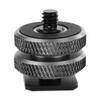Microphone Mount Screw to Flash Hot Shoe Adapter, 3 / 8 to 1 / 4 Inches, Aluminum Alloy, Black - Easy Installation, Durable CNC Cutting, for Camera Accessories view 1