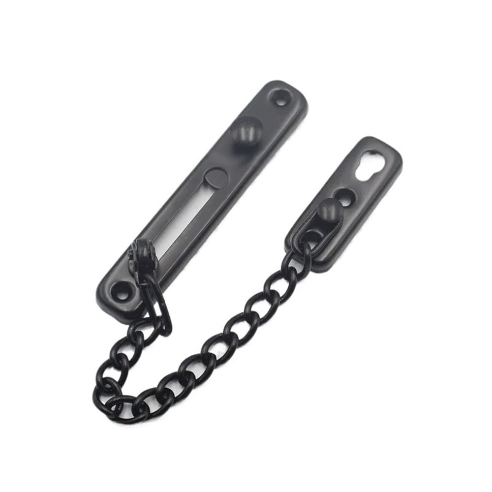 Door Lock Stainless Steel Security Guard with Spring Anti Theft Press Lock Heavy Duty Polished Door Latch(Black)