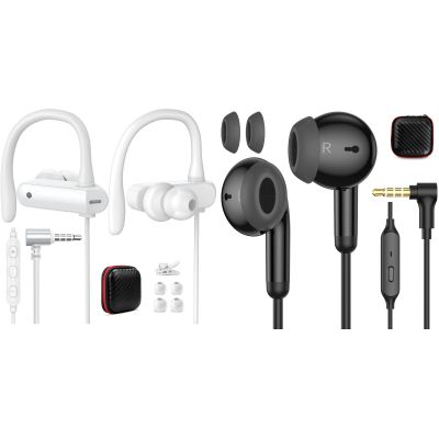 2 Pack 3.5mm Wired Earbuds with Mic for Chromebook Laptop PC Desktop,Noise Canceling Airplane Travel Headphone for HP for ASUS,HiFi Stereo 3.5 MM Jack Plug In Ear Earphone for Dell Samsung A15 A14 A13