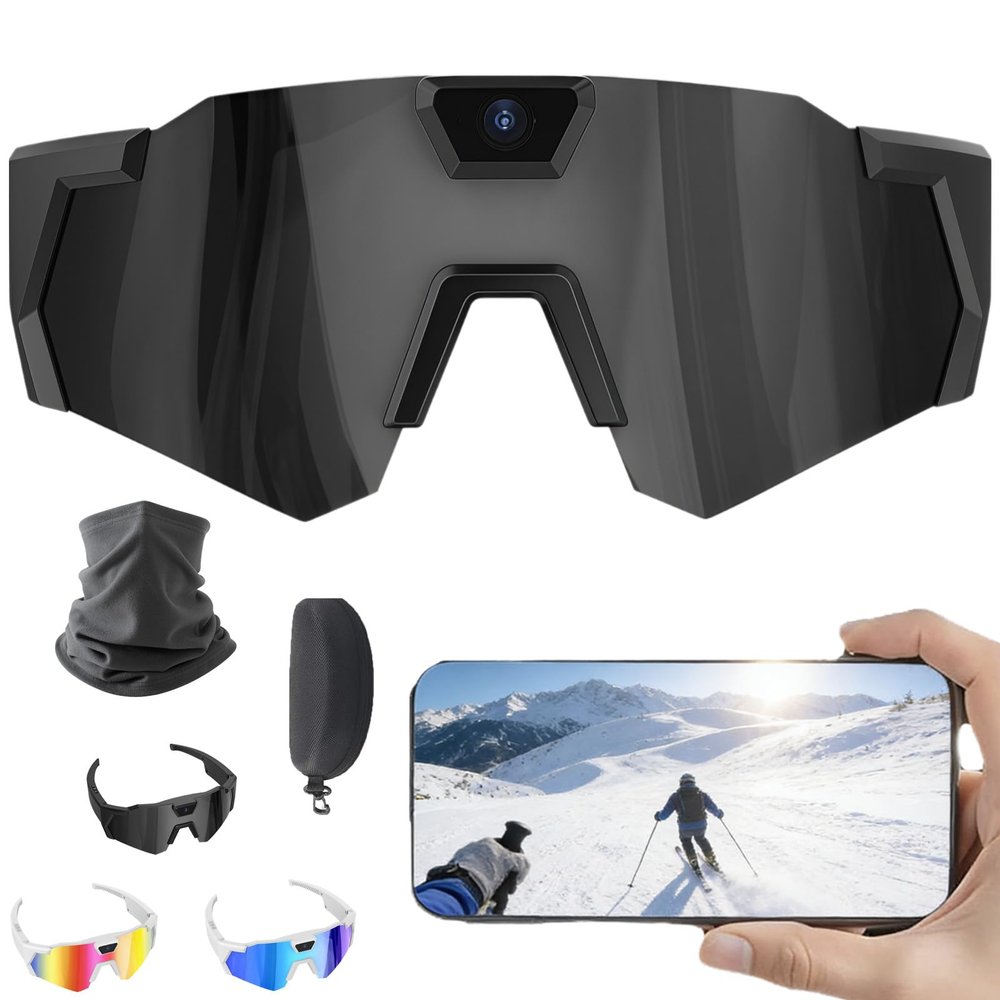 4K HD POV Sports Glasses with Camera, Baseball Glasses with Camera, 2026 Upgrade Outdoor Activity Recording Glass (Black)
