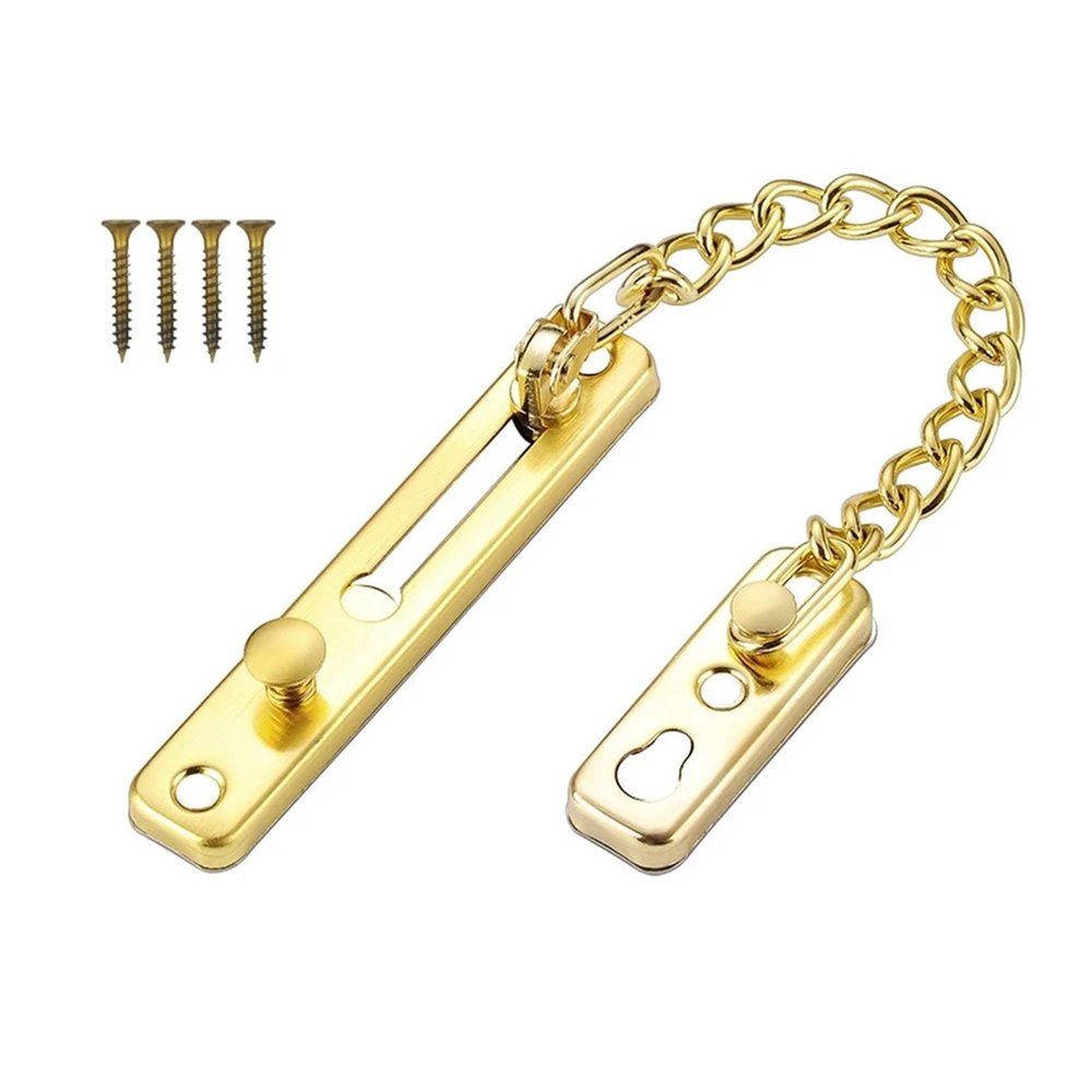 Door Lock Stainless Steel Security Guard with Spring Anti Theft Press Lock Heavy Duty Polished Door Latch(C)