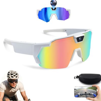 4K HD Video Camera Baseball Glasses with Camera Pro Sports Glasses Recording Action Cameras Sunglasses 2026 Upgrade Smart Video Recording Glasses for Action Sports with Memory (White B)