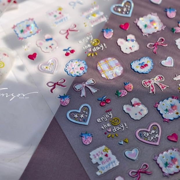 Small Cute Sticker 3D Relief Design Decals for iPhone 17 PRO / 17 PROMAX Cell Phone Camera Screen Lens,NS Switch Game Handle ControllersScrapbooking Laptop Diary Planner Collage DIY (M-1151)