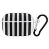 Black & White Stripe for Airpod Pro Case Cover Hard Shell Full Drop Protection Cover with Keychain Compatible with AirPod Pro 2nd/1st Generation, Front LED Visible,White view 1