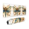 Golden Delicate Dragonfly on Yellow Background Printed Gaming Keyboard pad Rubber Desktop Mouse pad Suitable for Office use 12 x 31.5 inches view 2
