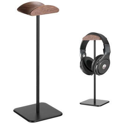 Texvora Gaming Headset Stand With Walnut Top, Non-Slip Weighted Metal Base, Stylish Desk Display For Home Or Office