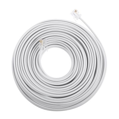 Mikinona White PC Telephone Extension Cord Cable for Home Landline Phones Modems Fax Machines Wire with Clear Audio Transmission and Compatibility
