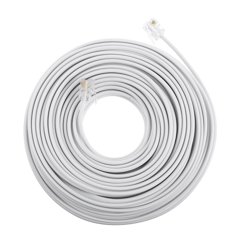Mikinona White PC Telephone Extension Cord Cable for Home Landline Phones Modems Fax Machines Wire with Clear Audio Transmission and Compatibility