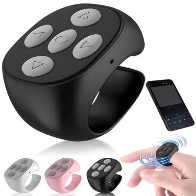 Fingertip Wireless Bluetooth Remote Control, 2026 New Scrolling Ring Bluetooth Page Turner for Phone, Camera Shutter Scroller Remote for Short Video (Black)