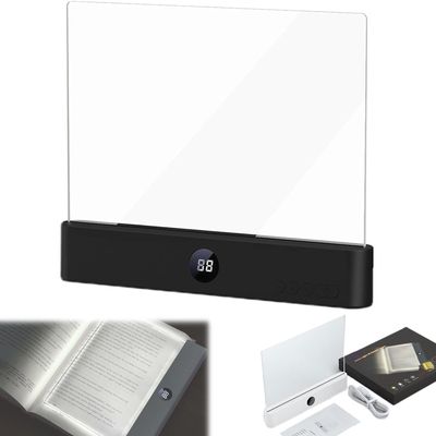 AYEXNSA Smart Led Reading Light, Book Light, Eye Protection Lights, Rechargeable Flat Reading Lights, Transparent Doodleable Timerable Dimmable Panel Plate Lamp for Night Reading (Black)