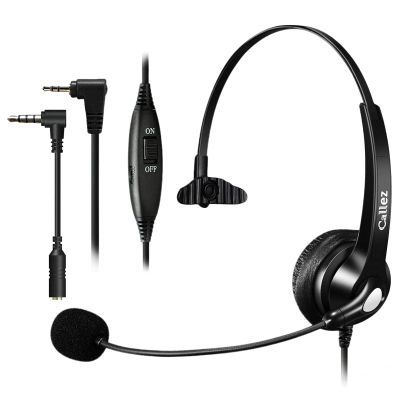 Callez 2.5mm Cordless Phone Headset with Microphone, Telephone Headphone Compatible with Uniden Panasonic VTech AT&T Cisco SPA RCA Dect Cordless Landline Phones, Noise Cancelling Mic & Volume Controls