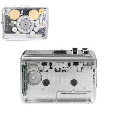 Gugxiom Stereo Cassette Player with Built in Speaker, Transparent Tape to MP3 Converter via USB, Clear Sound Dual Channel Digitizer, Compact Retro Audio Device with Earphones