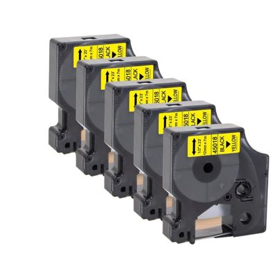 5pcs 10pcs D1 12mm Tape 45013 45010 45016 45018 Black On White Label Compatible with LabelManager 160 280 Printer for Part Number 45013(5PK Black on Yellow)