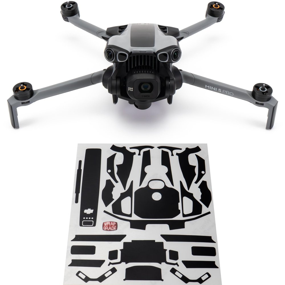 WRAPGRADE Partial Wraps Compatible with DJI Mini 5 Pro Accent Color (Stealth Black)