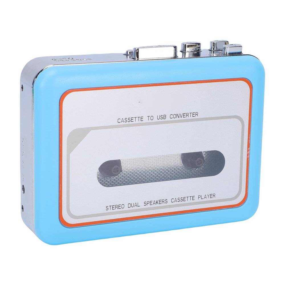 Serounder Cassette Tape Player, Tape to MP3 Converter with Built in Speaker and USB Export Portable Recorder Player for Car Headphones and USB Card Reader 3.5mm AUX Input (Blue)